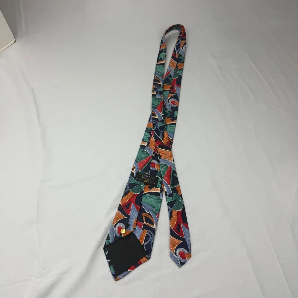 Countess Mara Necktie Mens 57x3.75Multicolor Abstract Geometric Silk Hand Tailor